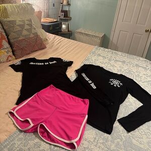 SISTERS of IRON LOT of 3 Pink Retro Women's Shorts and 2 T’s Sz S